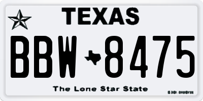 TX license plate BBW8475