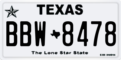 TX license plate BBW8478