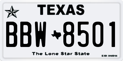 TX license plate BBW8501