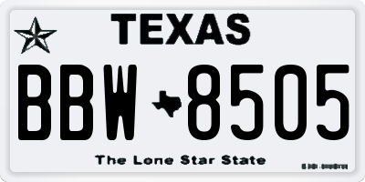 TX license plate BBW8505