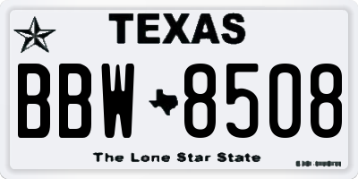 TX license plate BBW8508