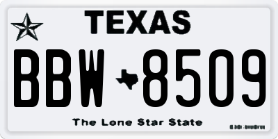 TX license plate BBW8509