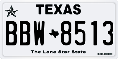 TX license plate BBW8513