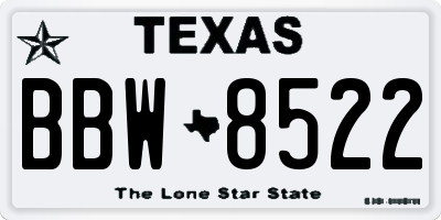TX license plate BBW8522