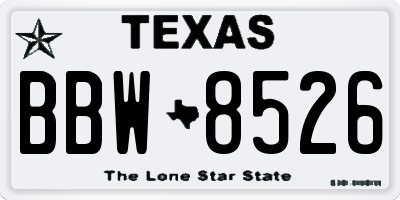 TX license plate BBW8526