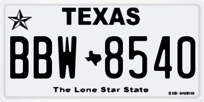TX license plate BBW8540