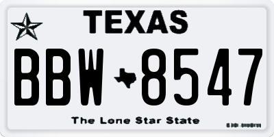 TX license plate BBW8547