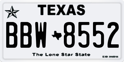 TX license plate BBW8552
