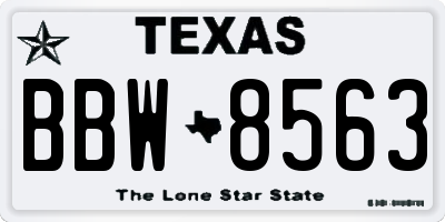 TX license plate BBW8563