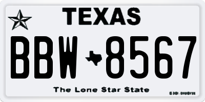 TX license plate BBW8567