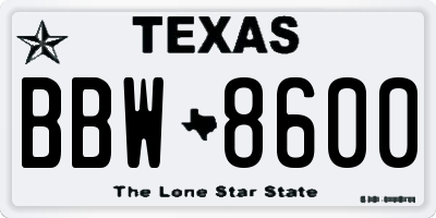 TX license plate BBW8600