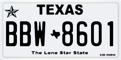 TX license plate BBW8601