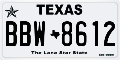 TX license plate BBW8612
