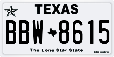 TX license plate BBW8615