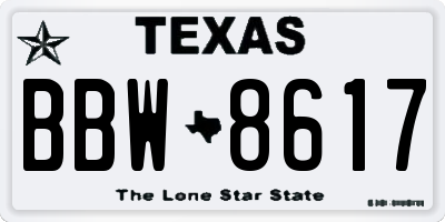 TX license plate BBW8617