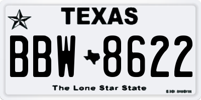TX license plate BBW8622