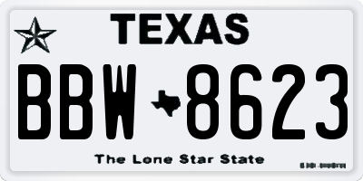 TX license plate BBW8623