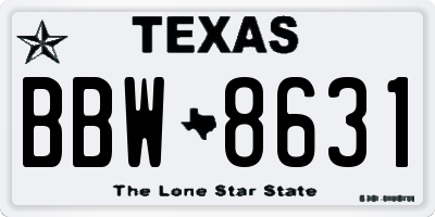 TX license plate BBW8631
