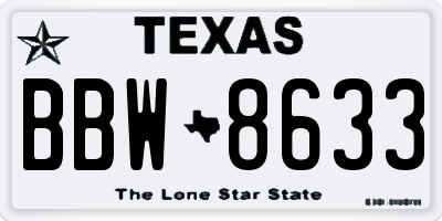 TX license plate BBW8633