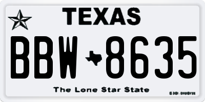 TX license plate BBW8635