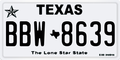 TX license plate BBW8639