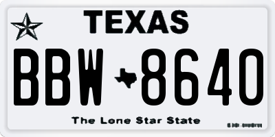 TX license plate BBW8640