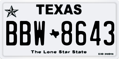 TX license plate BBW8643
