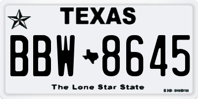 TX license plate BBW8645
