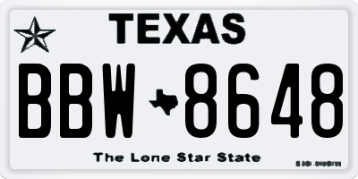 TX license plate BBW8648