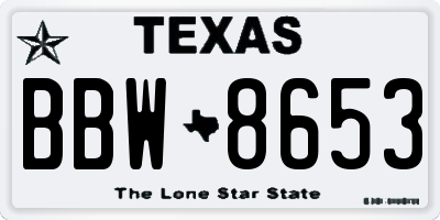 TX license plate BBW8653