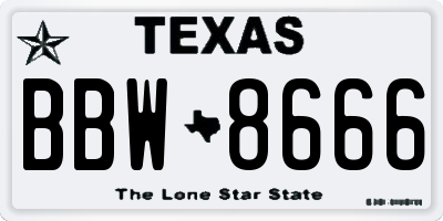 TX license plate BBW8666