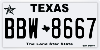 TX license plate BBW8667