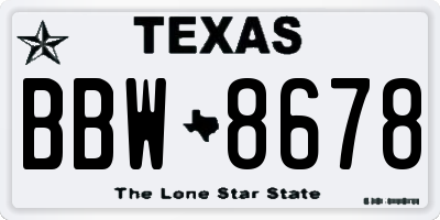 TX license plate BBW8678
