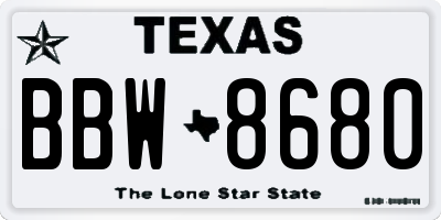 TX license plate BBW8680