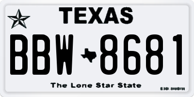 TX license plate BBW8681