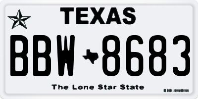 TX license plate BBW8683