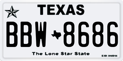 TX license plate BBW8686