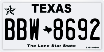 TX license plate BBW8692