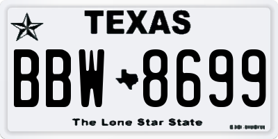 TX license plate BBW8699