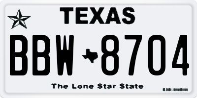 TX license plate BBW8704