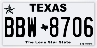 TX license plate BBW8706