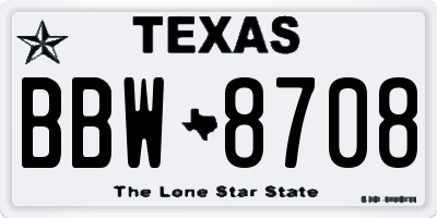 TX license plate BBW8708