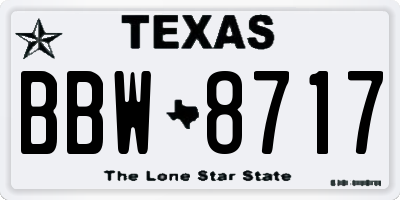 TX license plate BBW8717