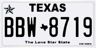 TX license plate BBW8719