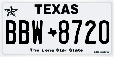 TX license plate BBW8720