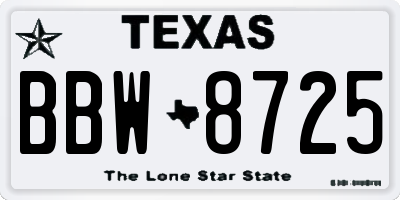 TX license plate BBW8725
