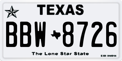TX license plate BBW8726