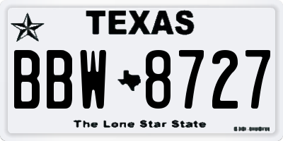 TX license plate BBW8727