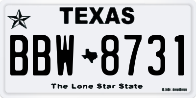 TX license plate BBW8731