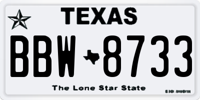 TX license plate BBW8733